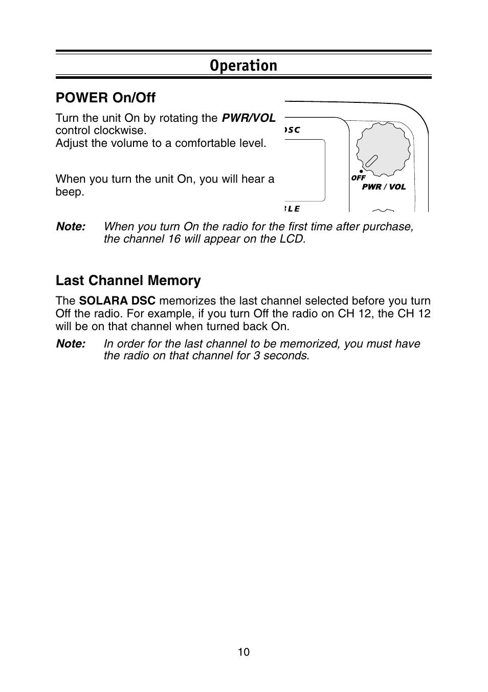 Operation | Uniden Solar DSC BK User Manual | Page 12 / 32