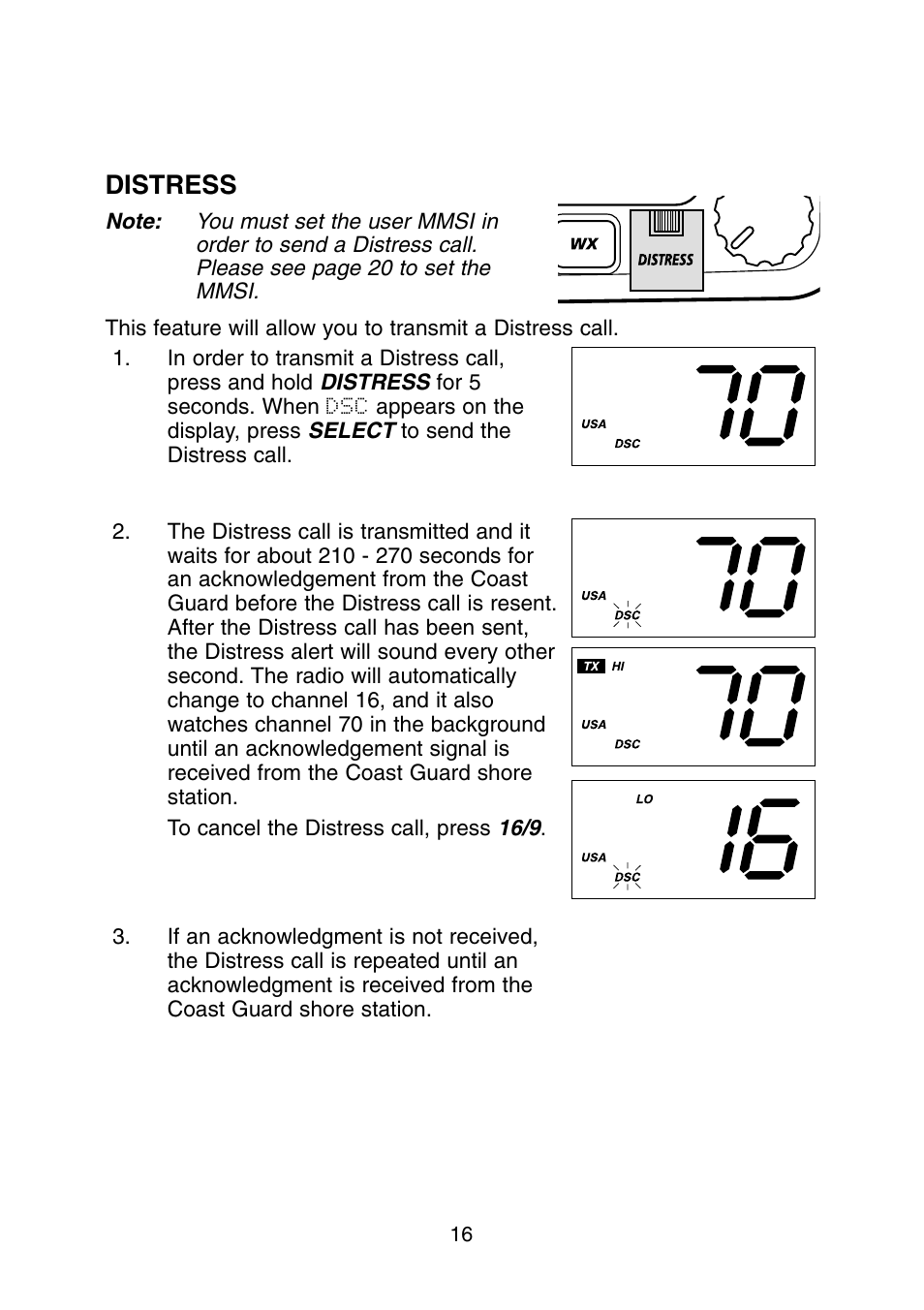 Distress | Uniden Solar DSC BK User Manual | Page 18 / 32