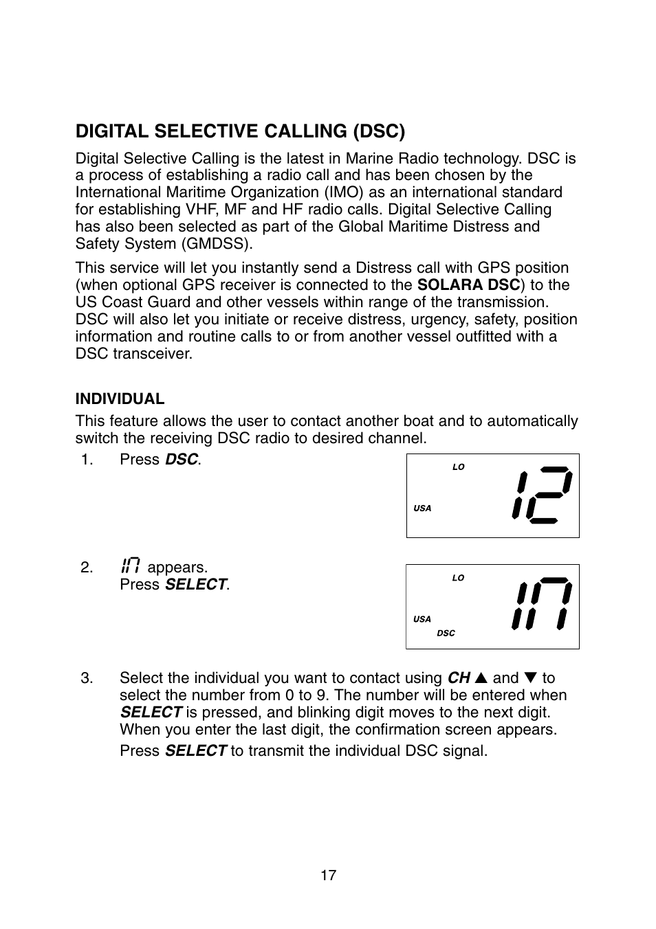 Digital selective calling (dsc) | Uniden Solar DSC BK User Manual | Page 19 / 32