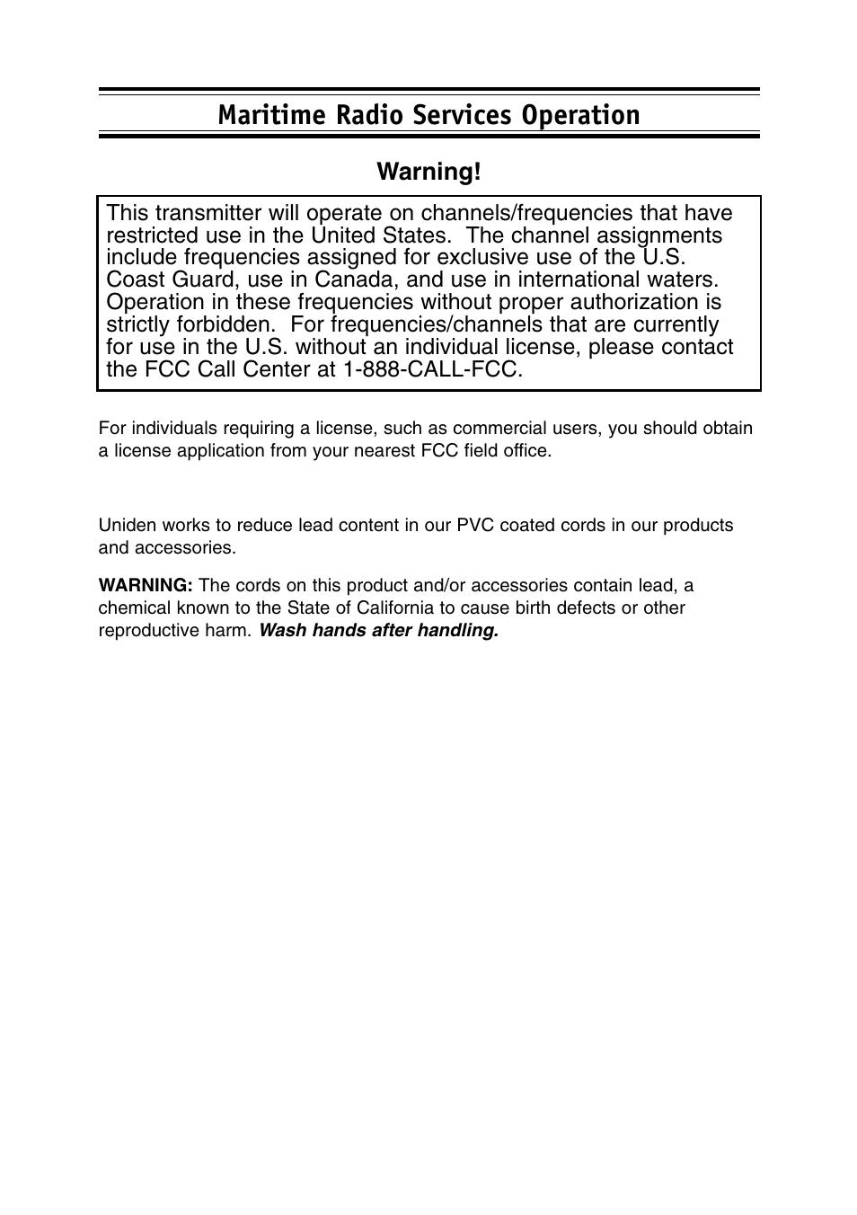 Maritime radio services operation | Uniden Solar DSC BK User Manual | Page 2 / 32