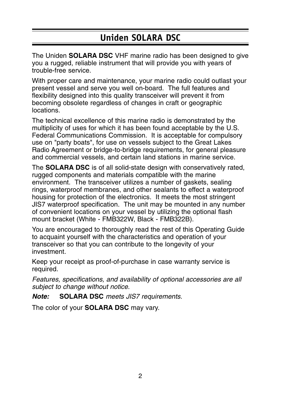 Uniden solara dsc | Uniden Solar DSC BK User Manual | Page 4 / 32