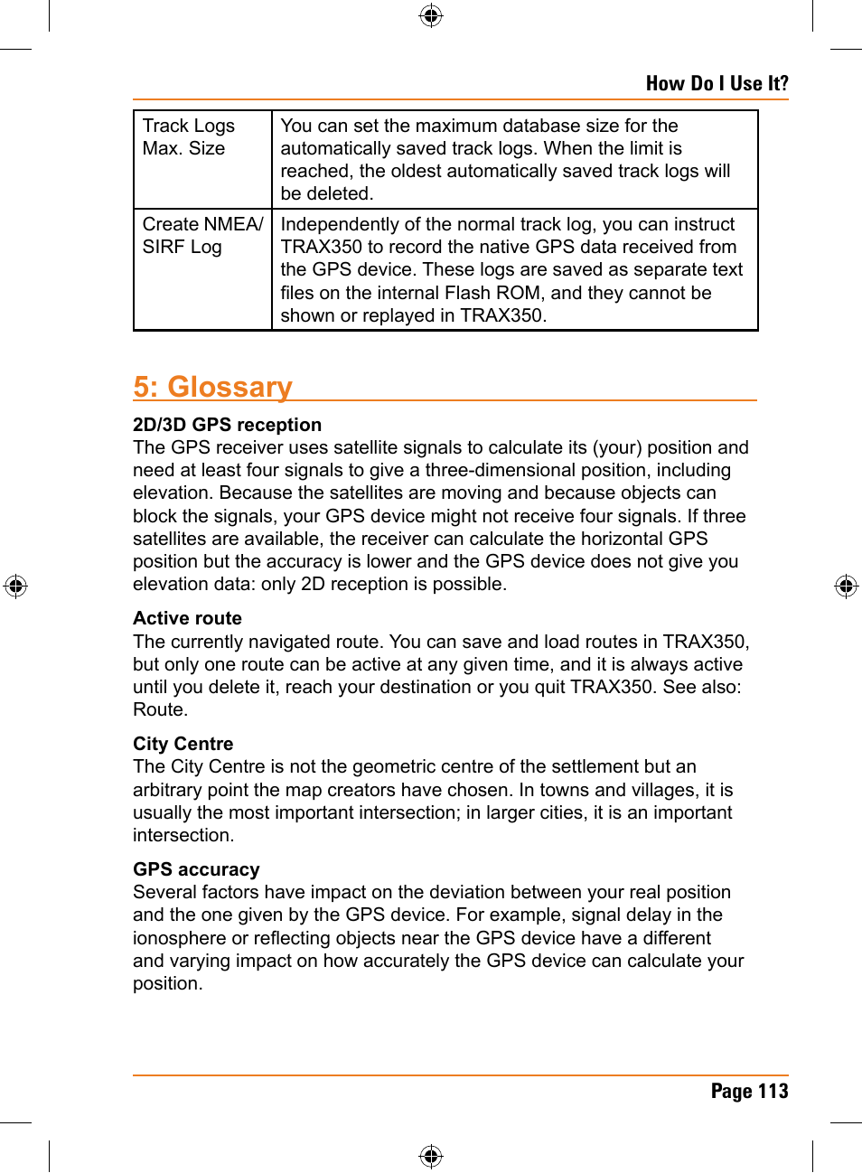 Glossary | Uniden TRAX350 User Manual | Page 113 / 120