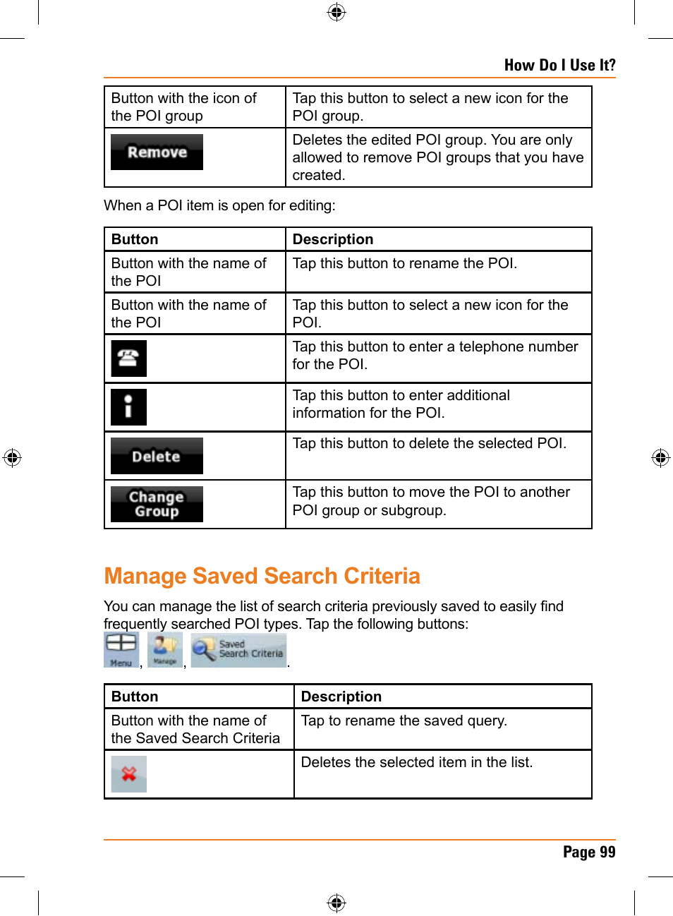 Manage saved search criteria | Uniden TRAX350 User Manual | Page 99 / 120