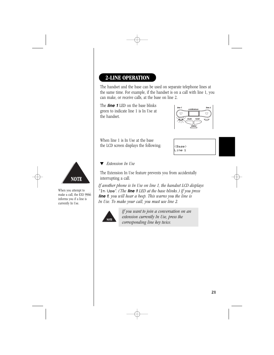Line operation | Uniden T H E E X S 9 9 6 6 User Manual | Page 23 / 48