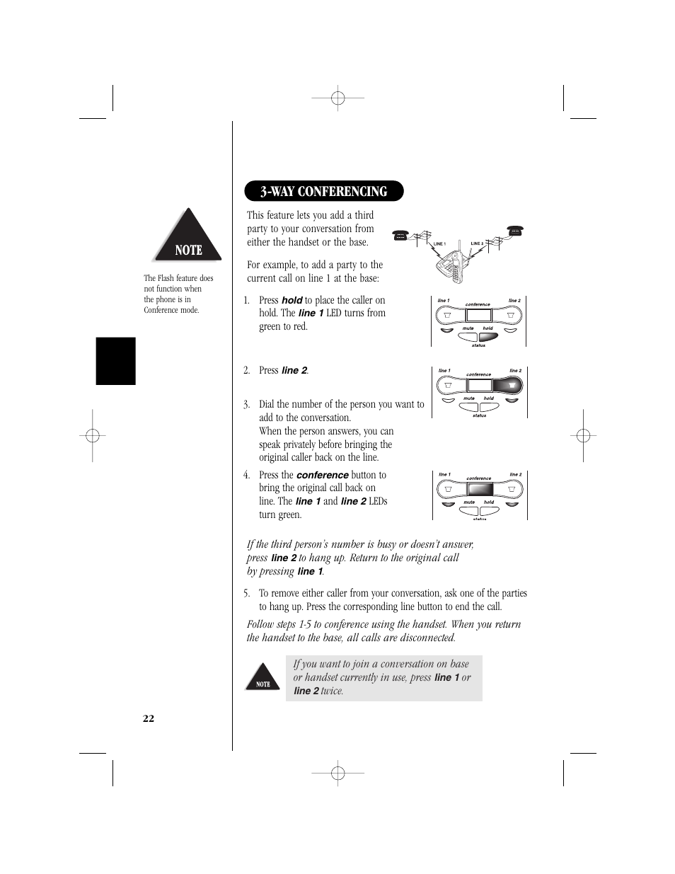 Way conferencing | Uniden T H E E X S 9 9 6 6 User Manual | Page 24 / 48