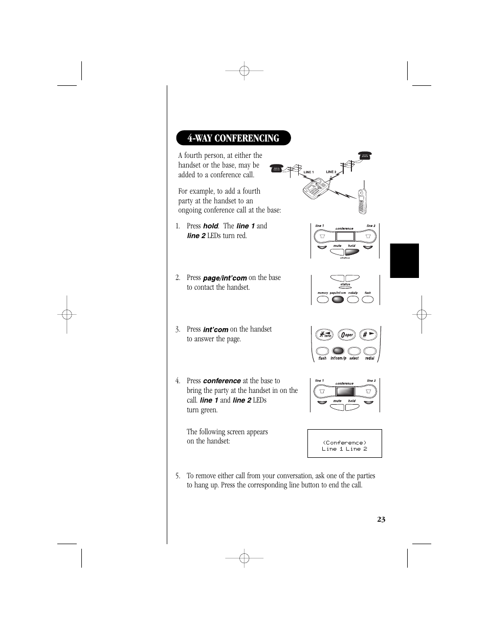 Way conferencing | Uniden T H E E X S 9 9 6 6 User Manual | Page 25 / 48