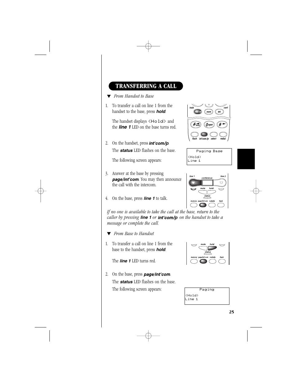 Transferring a call | Uniden T H E E X S 9 9 6 6 User Manual | Page 27 / 48