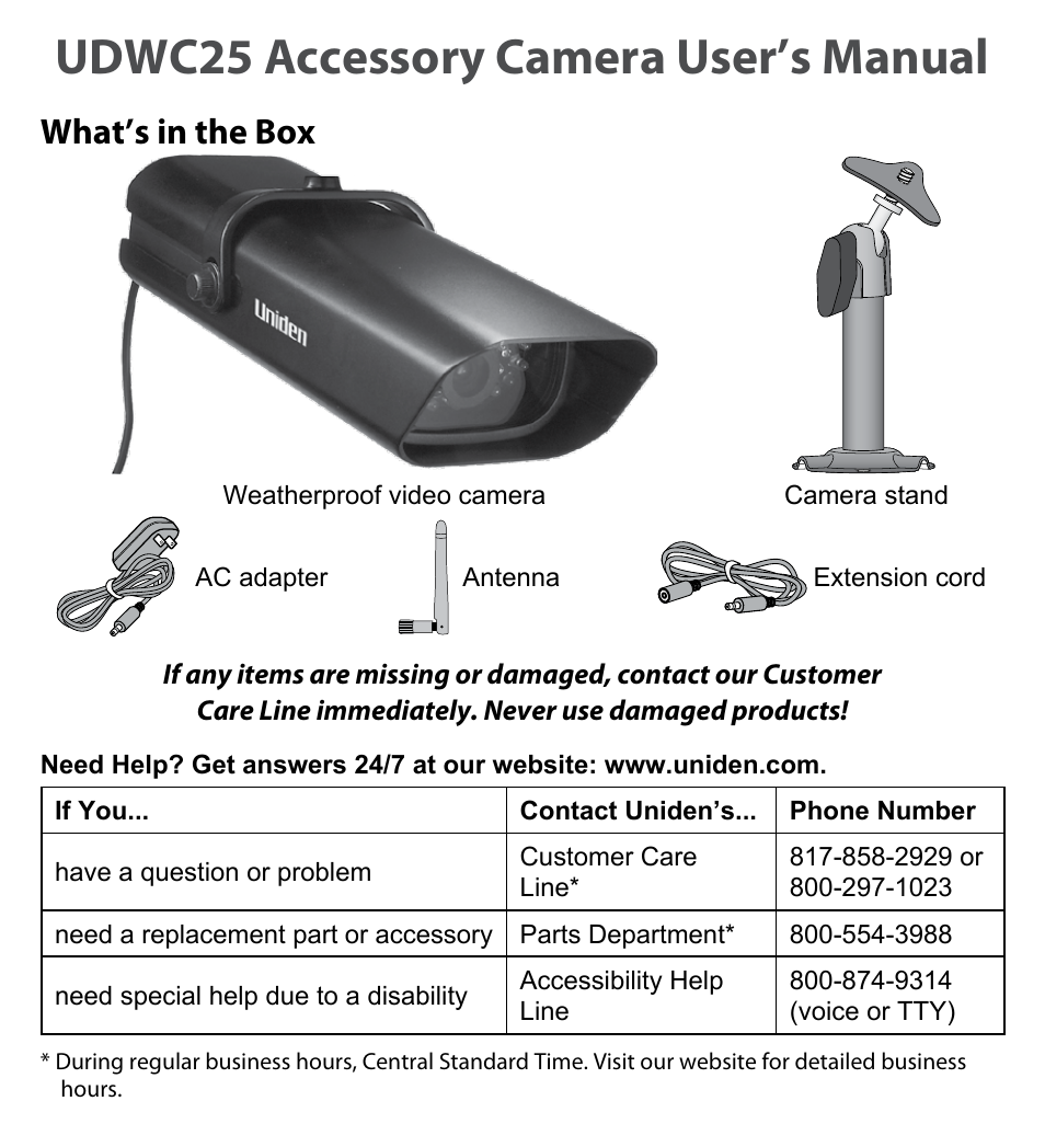 Uniden UDWC25 User Manual | 12 pages