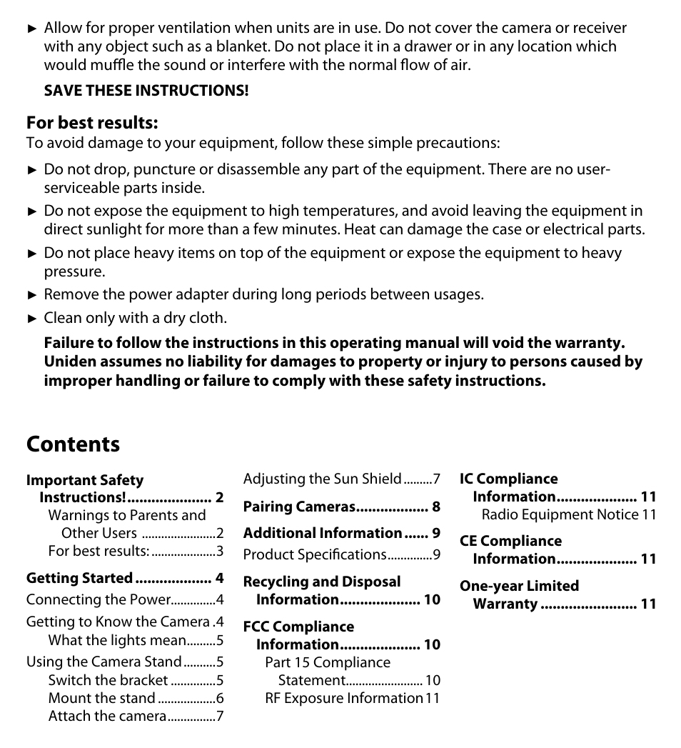 Uniden UDWC25 User Manual | Page 3 / 12