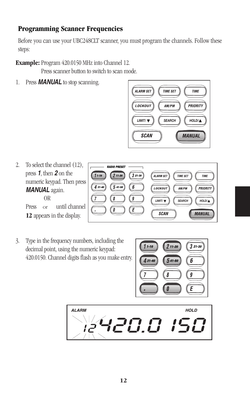 Programming scanner frequencies | Uniden BEARCAT UBC248CLT User Manual | Page 15 / 40