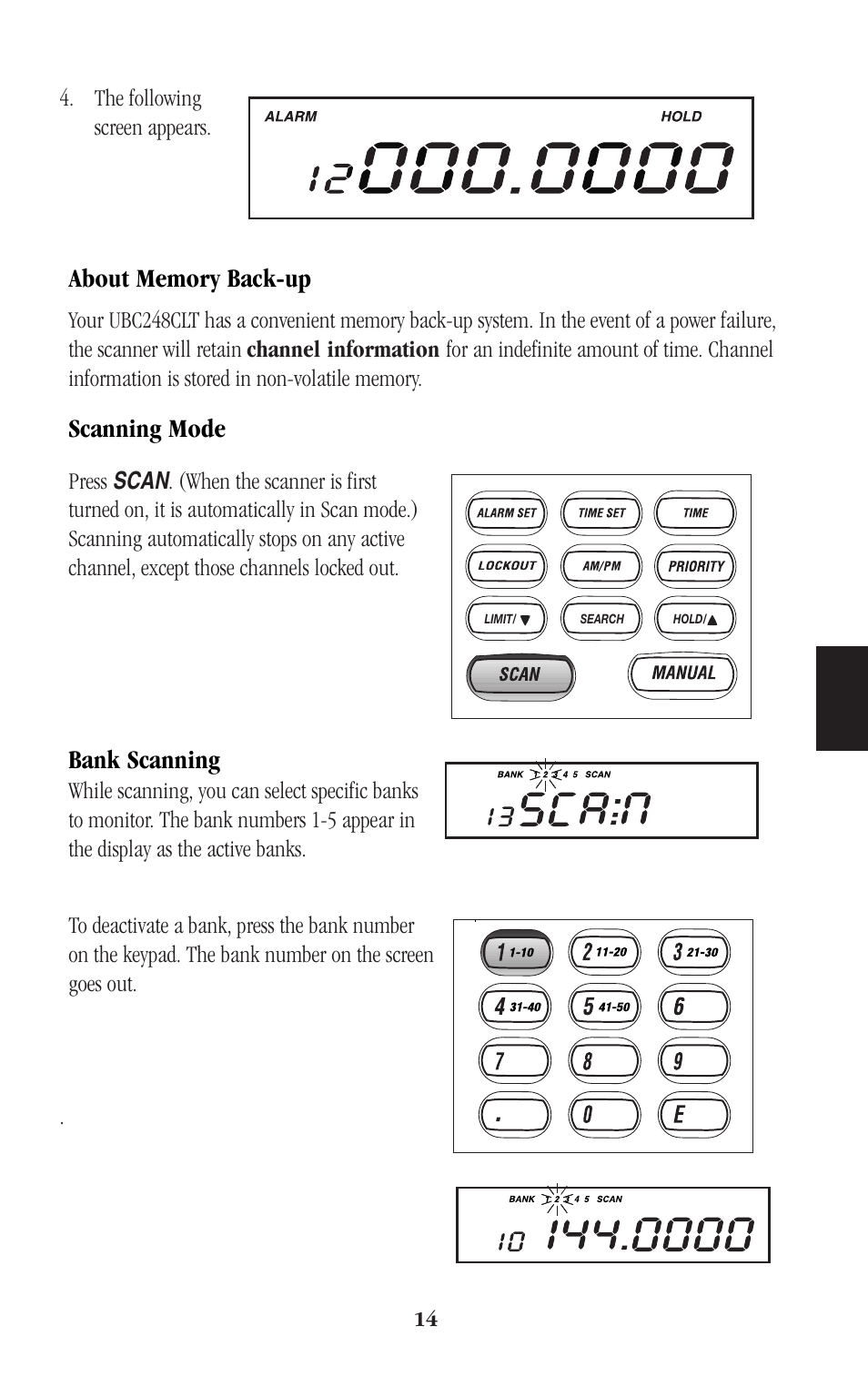 Scanning mode, Bank scanning | Uniden BEARCAT UBC248CLT User Manual | Page 17 / 40