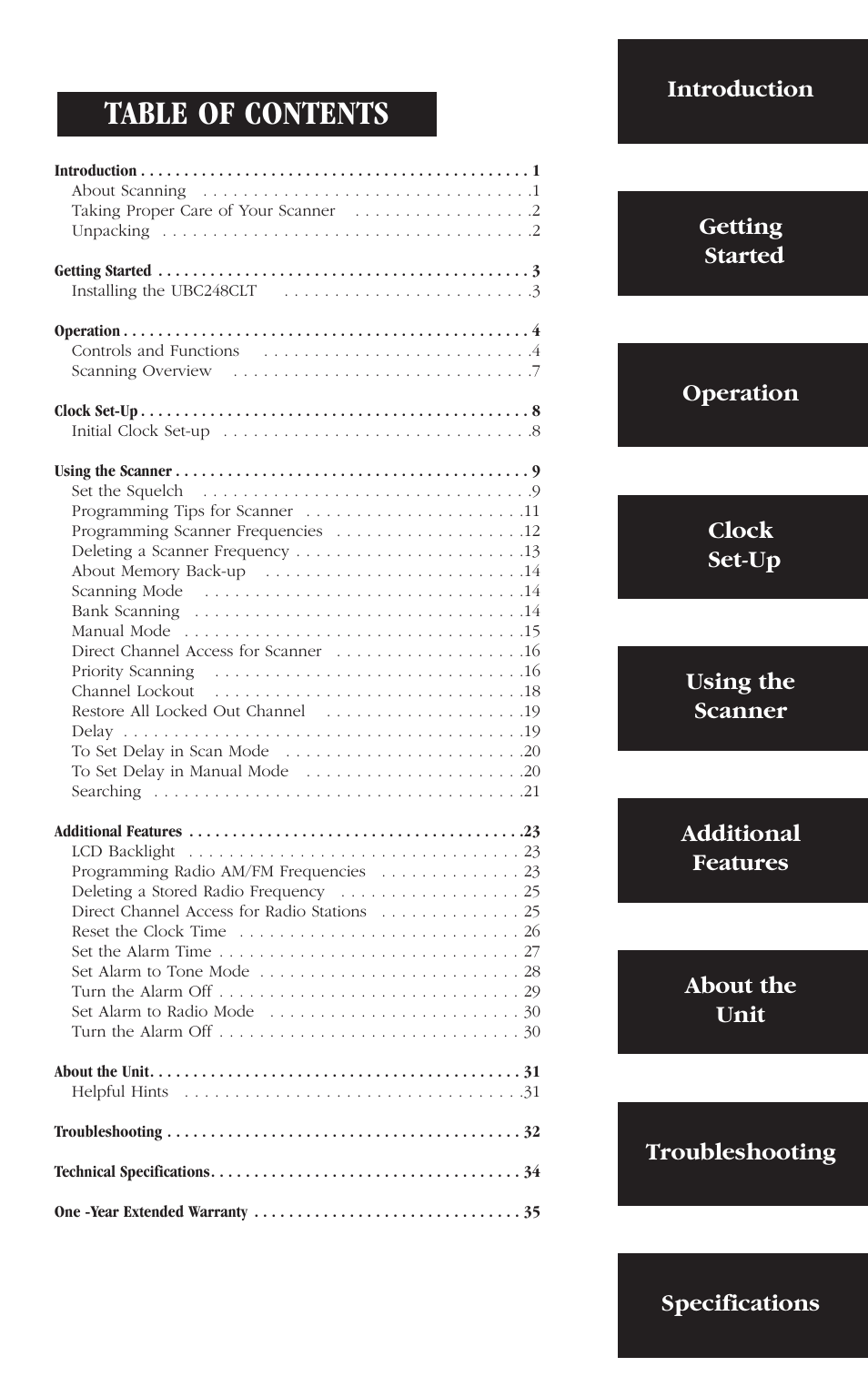 Uniden BEARCAT UBC248CLT User Manual | Page 3 / 40