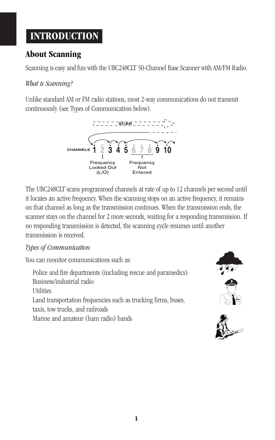 Introduction, About scanning | Uniden BEARCAT UBC248CLT User Manual | Page 4 / 40