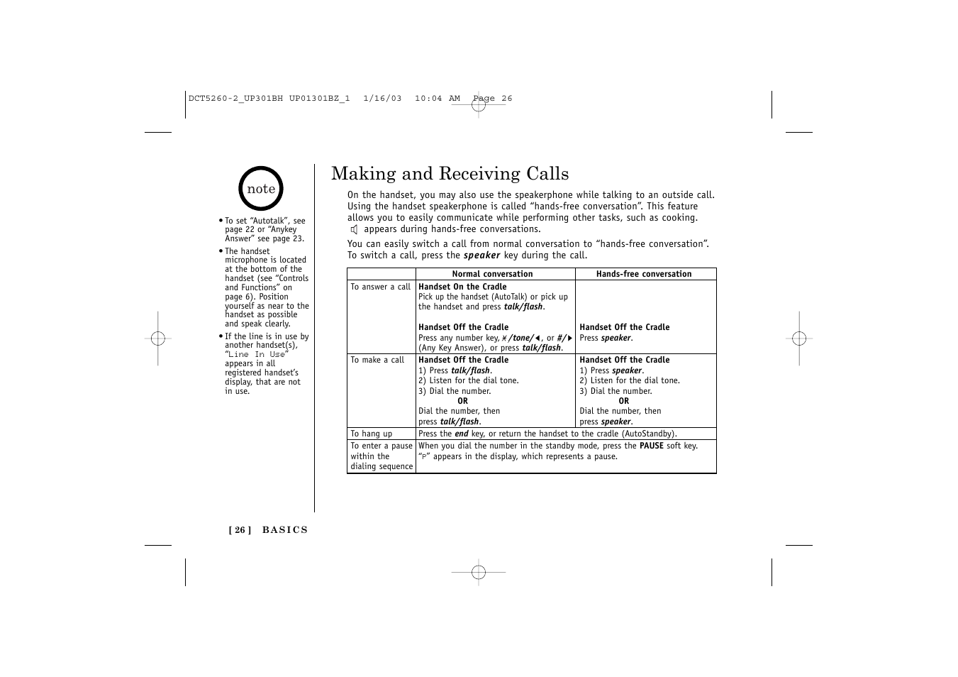 Making and receiving calls | Uniden DCT5260 User Manual | Page 28 / 64