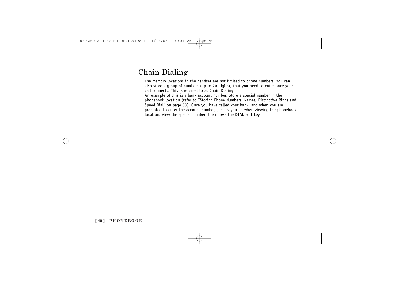 Chain dialing | Uniden DCT5260 User Manual | Page 42 / 64