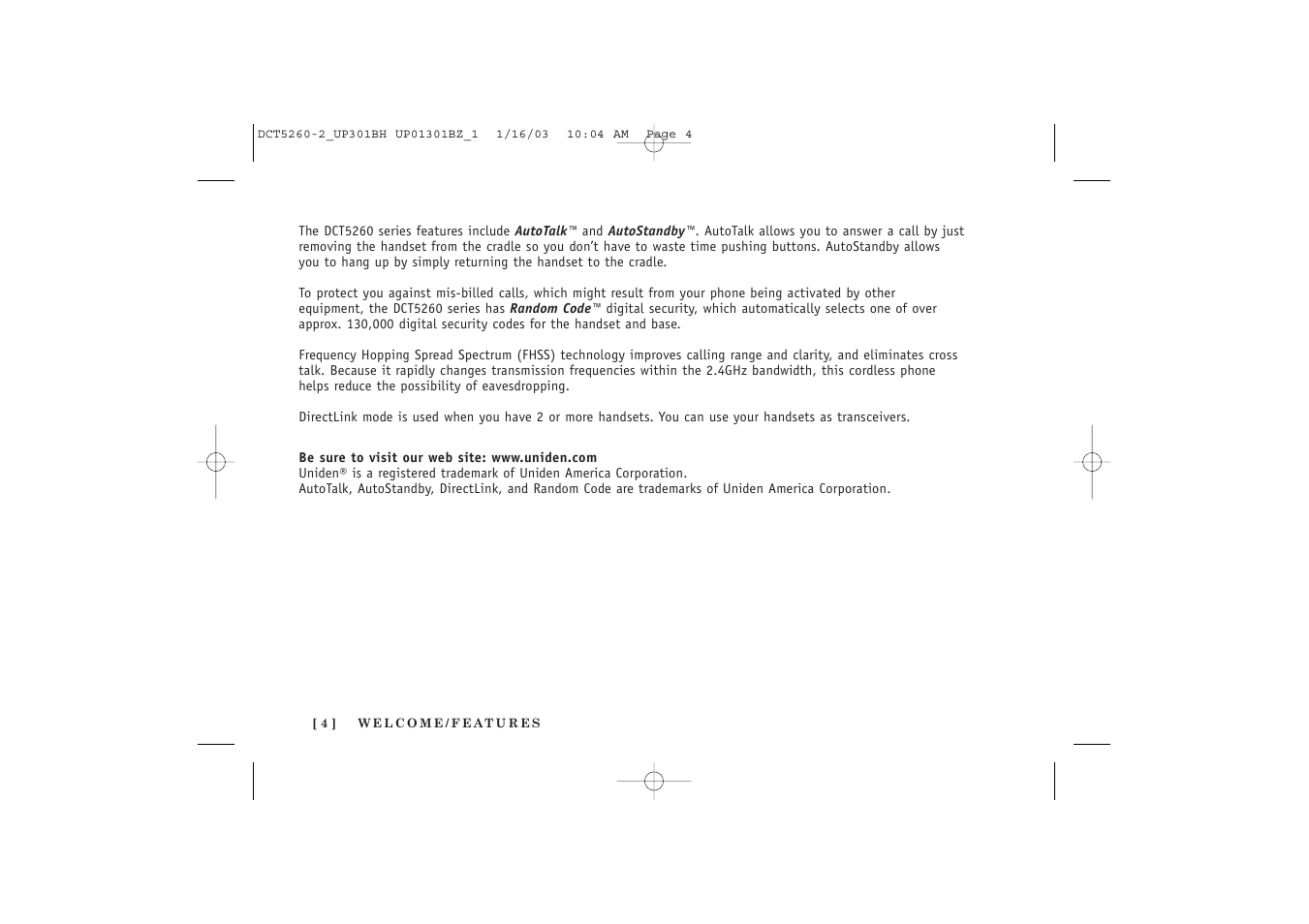 Uniden DCT5260 User Manual | Page 6 / 64