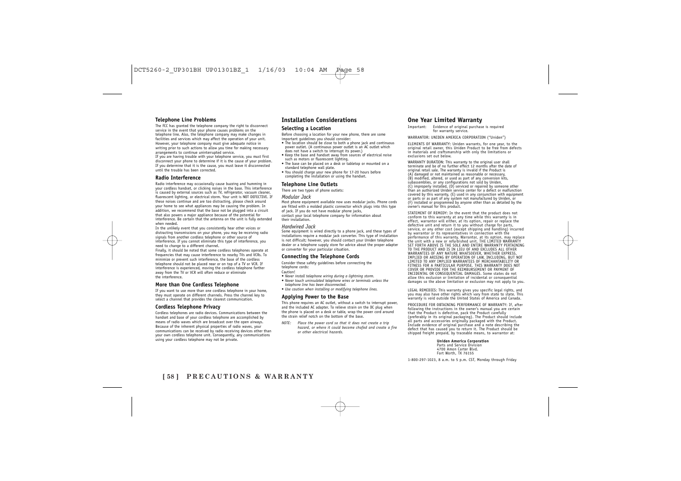 Uniden DCT5260 User Manual | Page 60 / 64