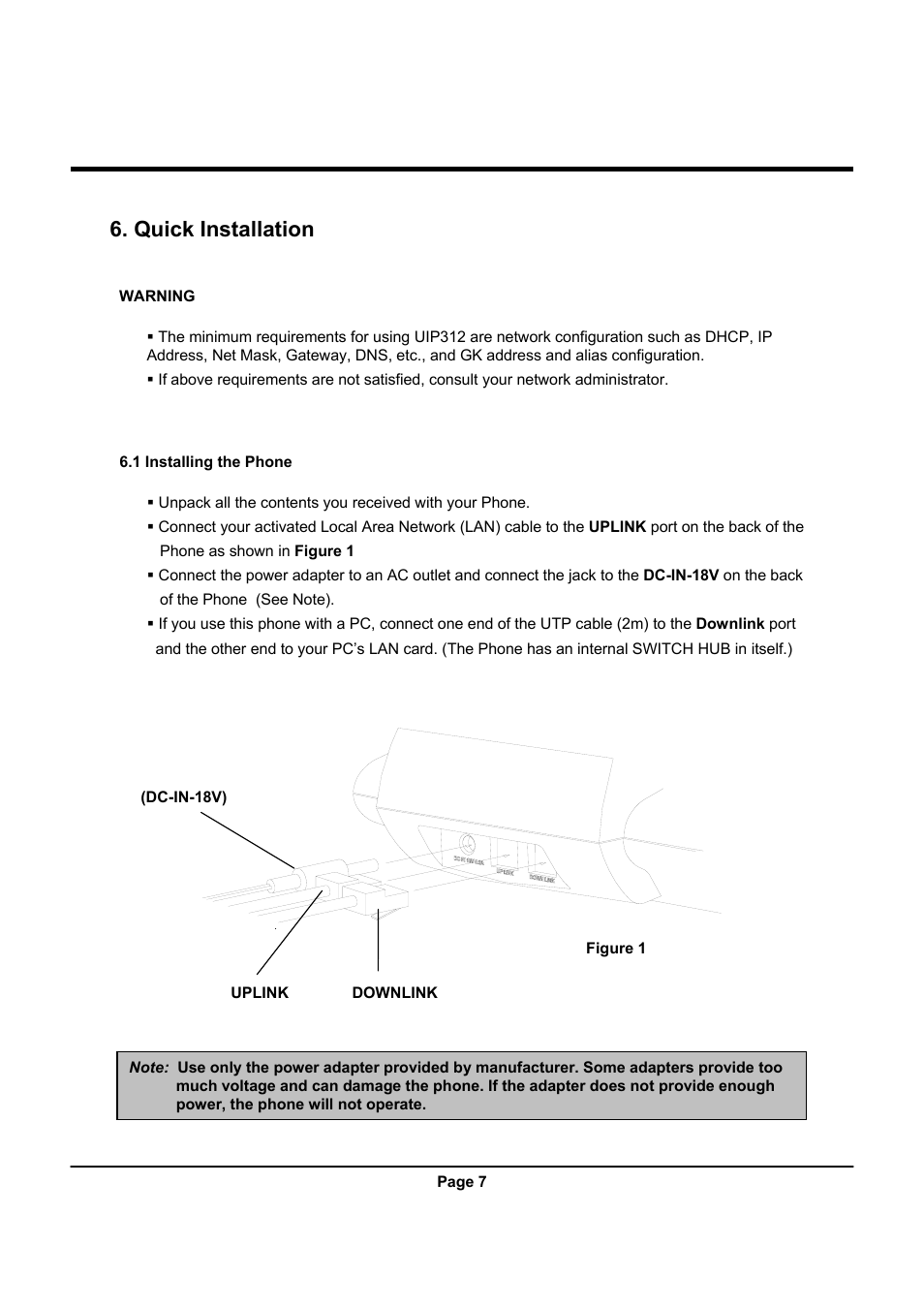 Quick installation | Uniden UIP312 User Manual | Page 11 / 72