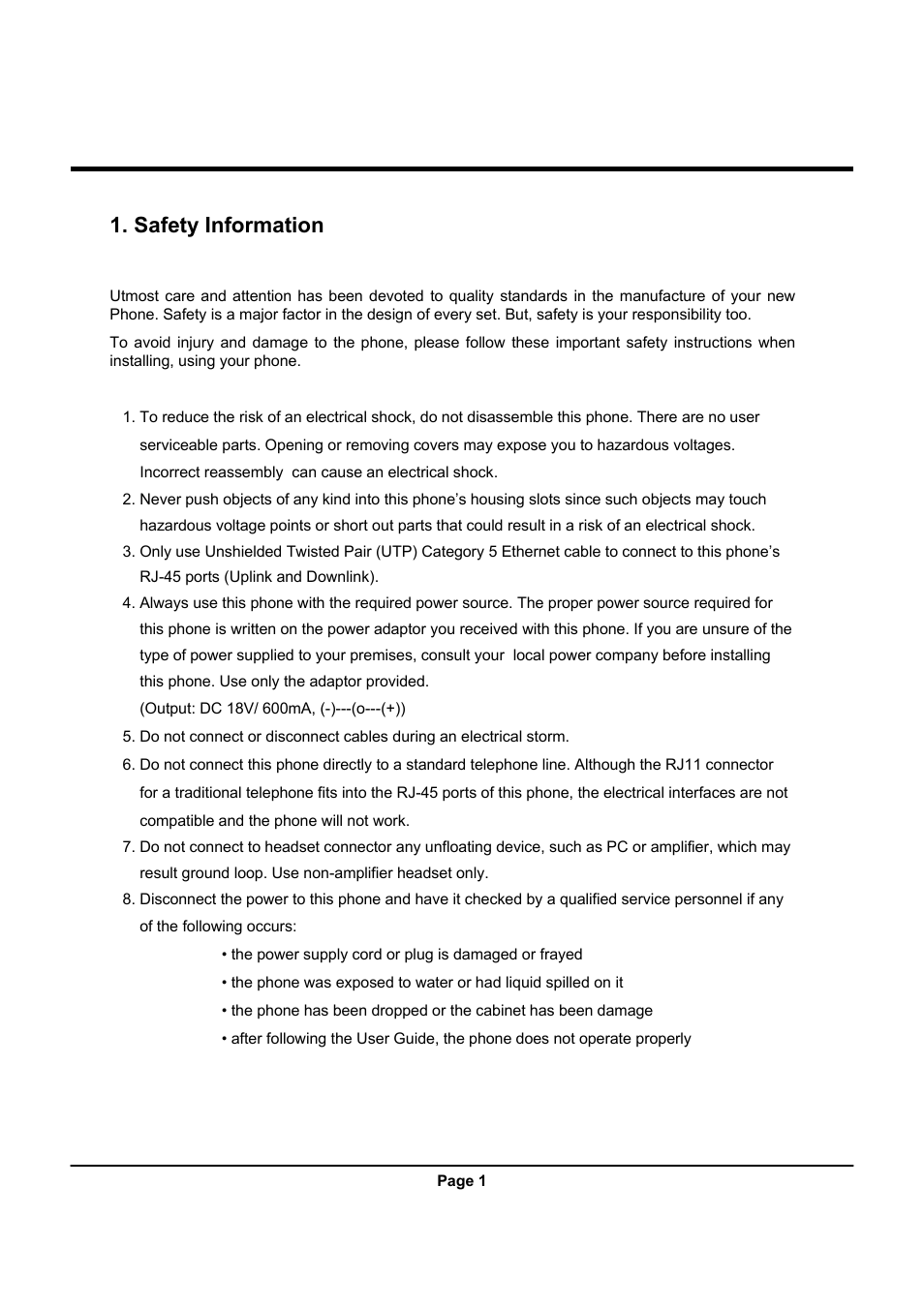 Safety information | Uniden UIP312 User Manual | Page 5 / 72