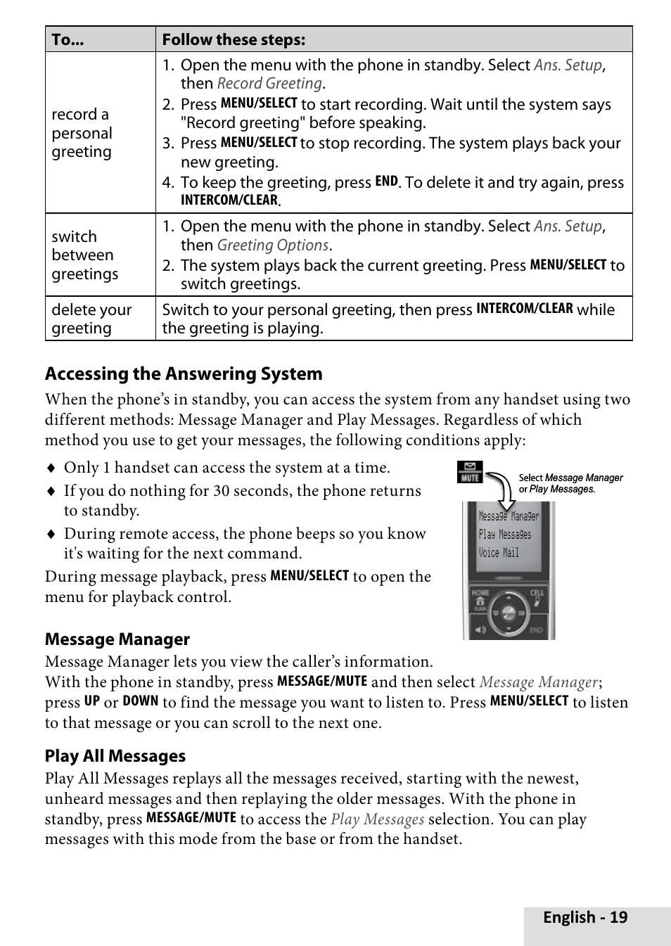 Accessing the answering system | Uniden D3280 User Manual | Page 19 / 26