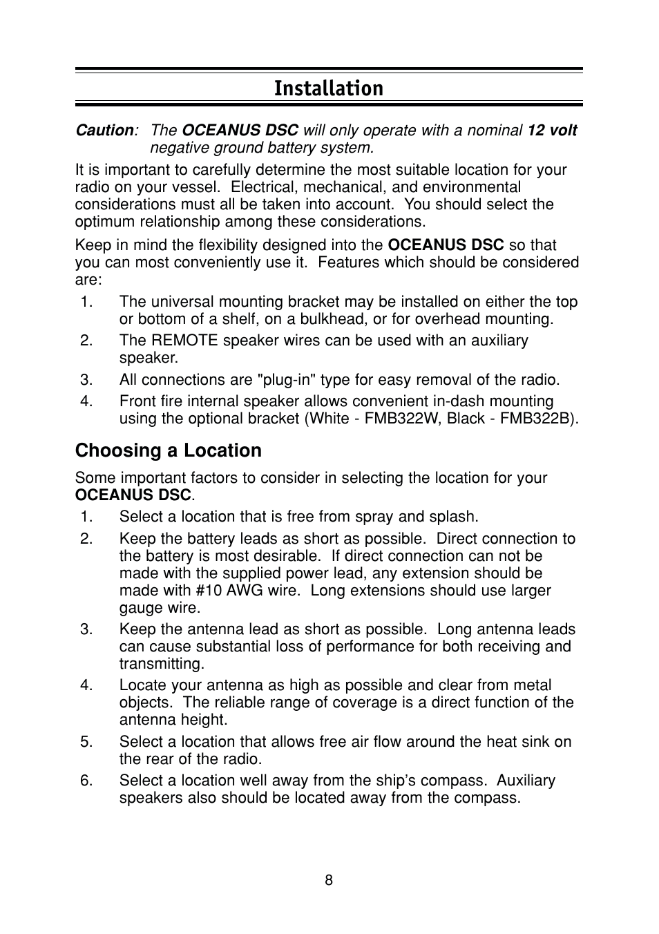 Installation, Choosing a location | Uniden DSC Series User Manual | Page 11 / 68