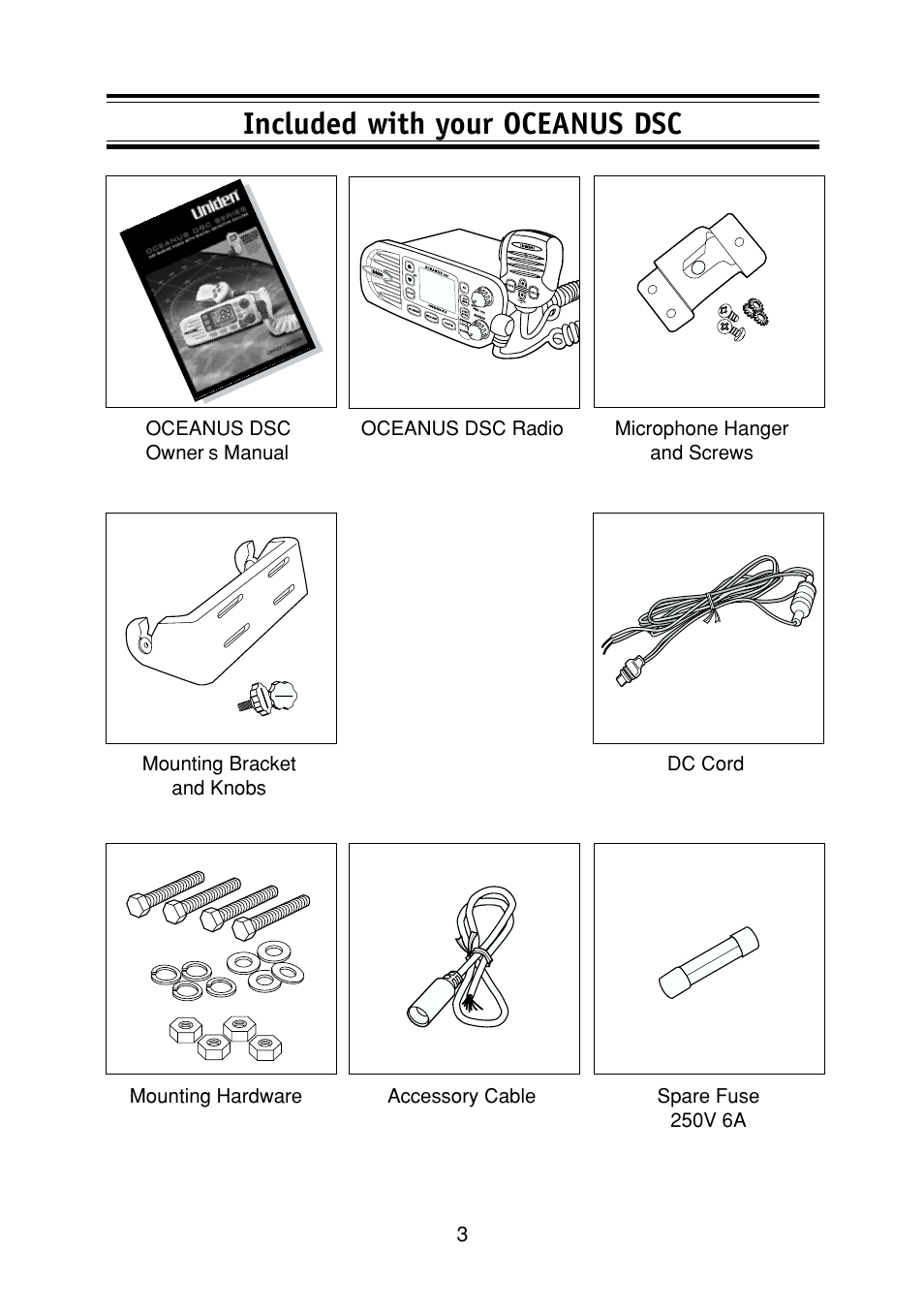 Included with your oceanus dsc | Uniden DSC Series User Manual | Page 6 / 68