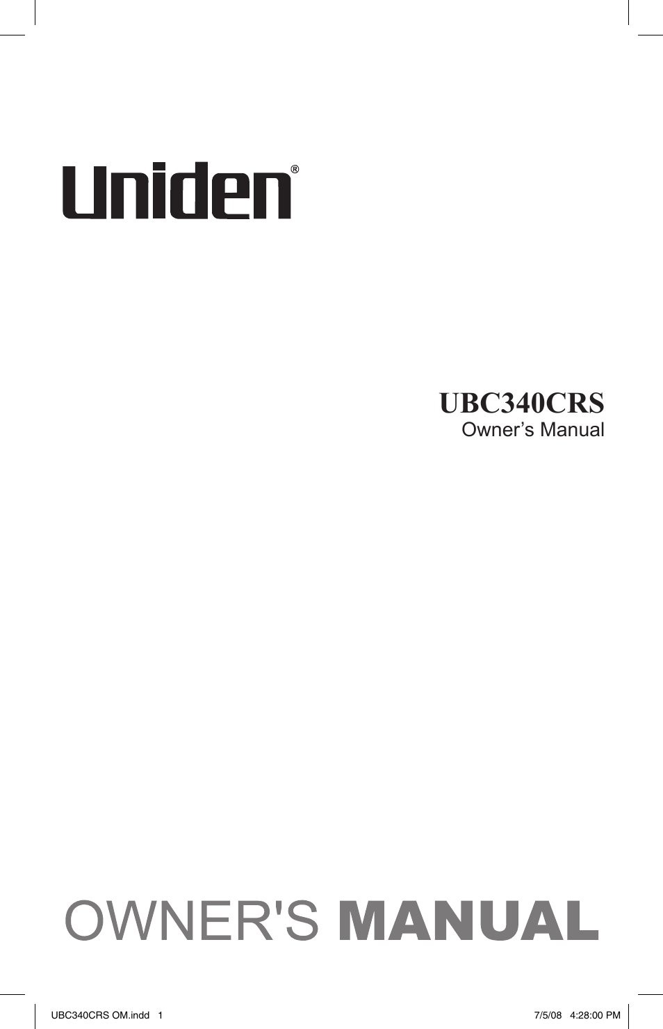 Uniden UBC340CRS User Manual | 32 pages