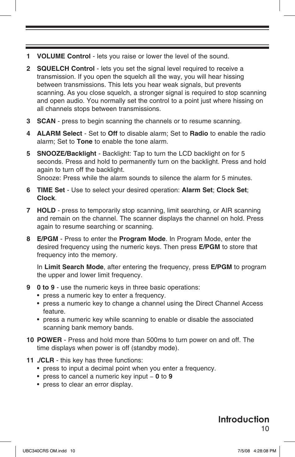 Introduction | Uniden UBC340CRS User Manual | Page 11 / 32
