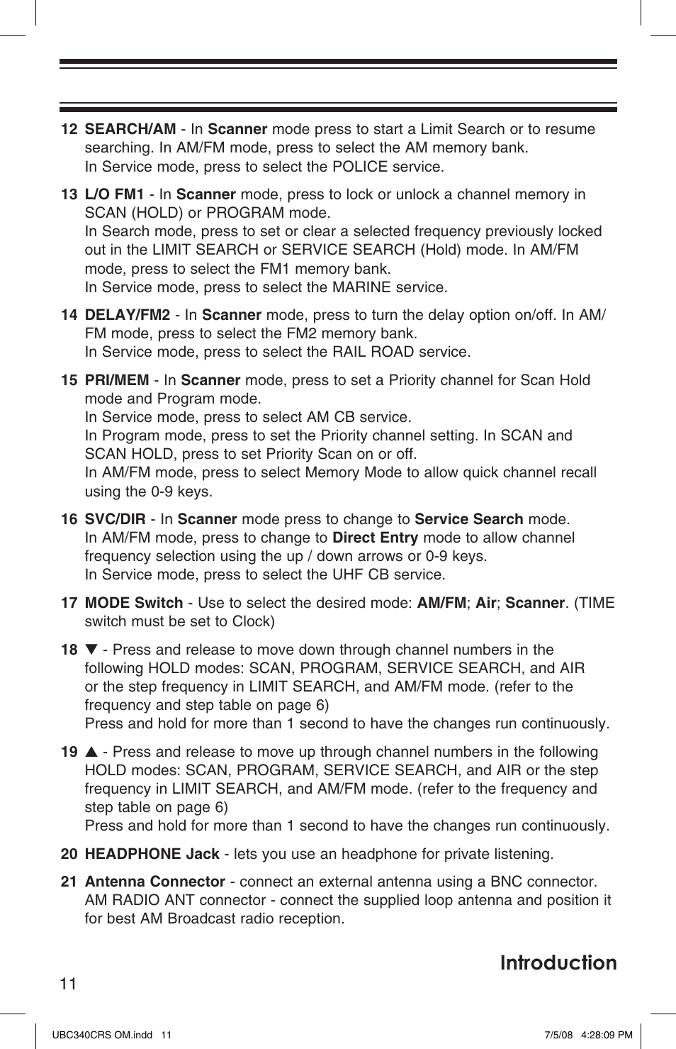 Introduction | Uniden UBC340CRS User Manual | Page 12 / 32