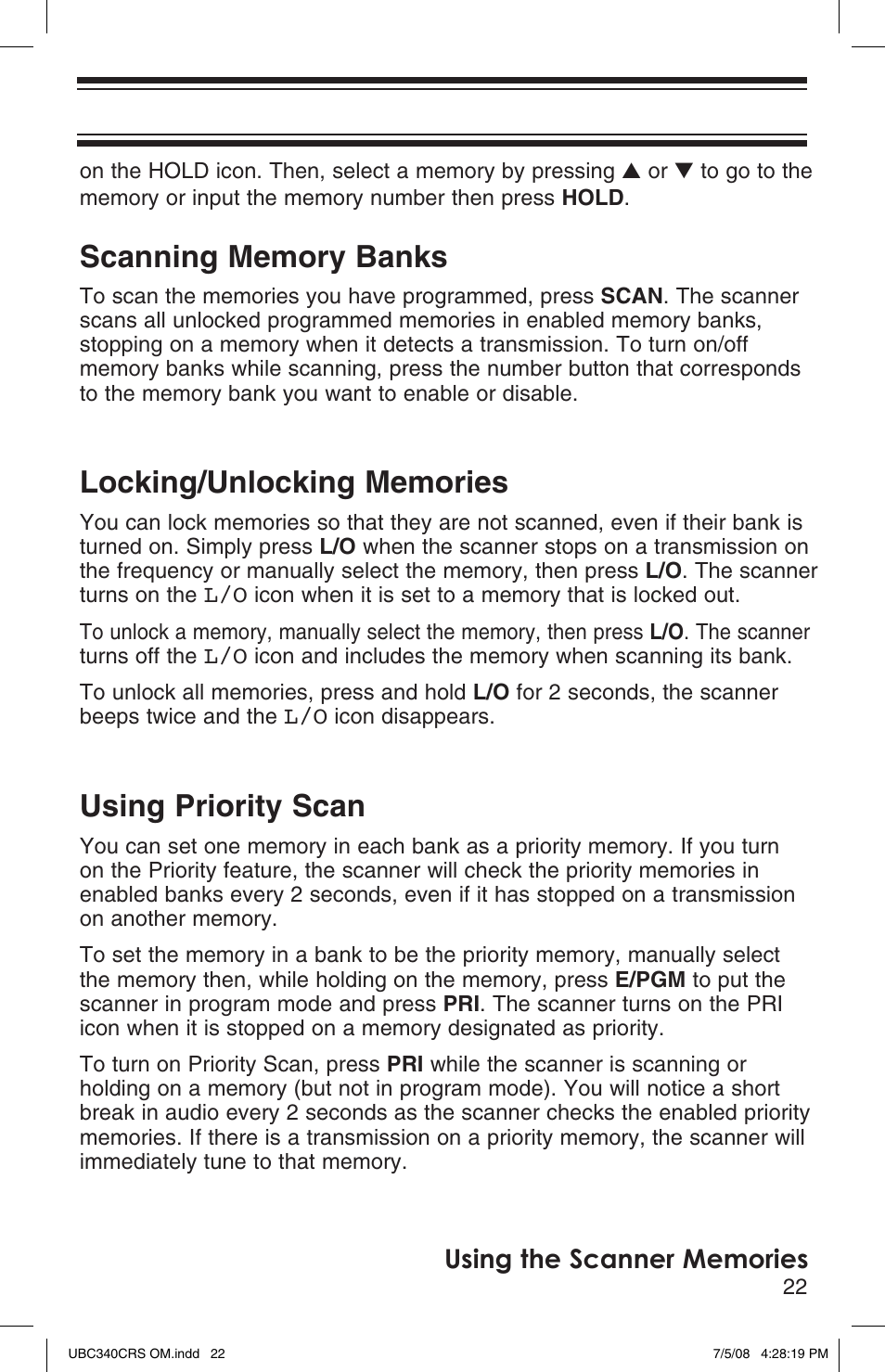 Using priority scan | Uniden UBC340CRS User Manual | Page 23 / 32