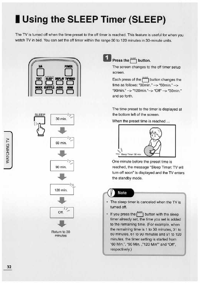 I using the sleep timer (sleep), Using the sleep timer (sleep), I—i "5 | Uniden TL32TX1-AW User Manual | Page 32 / 60