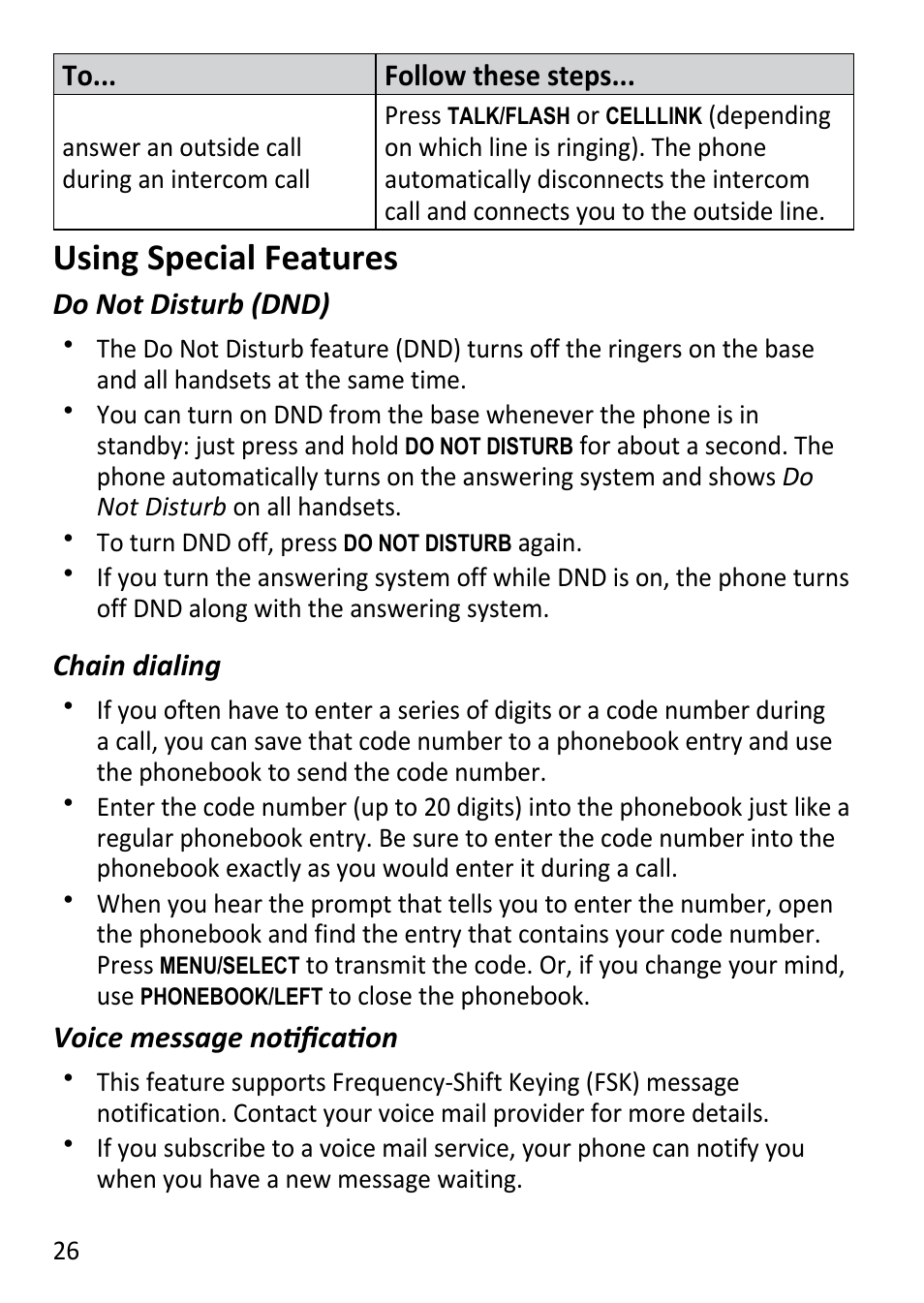Using special features | Uniden DECT3181 User Manual | Page 26 / 44