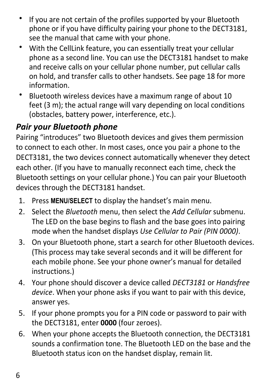 Uniden DECT3181 User Manual | Page 6 / 44