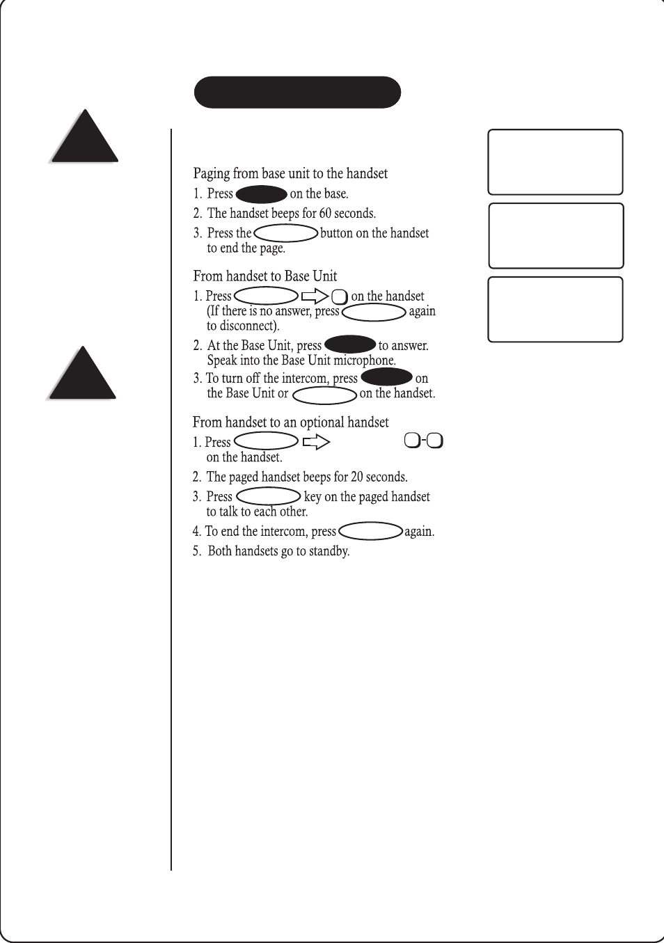 Paging/intercom | Uniden DS845 User Manual | Page 20 / 32