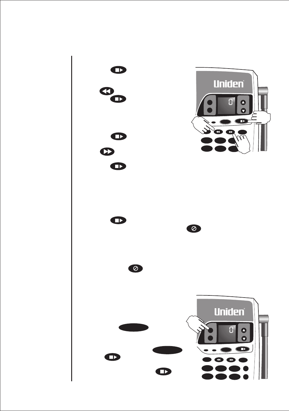 Deleting messages deleting individual messages, Deleting all messages, Repeating a message | Skipping a message, Delete | Uniden DS845 User Manual | Page 27 / 32