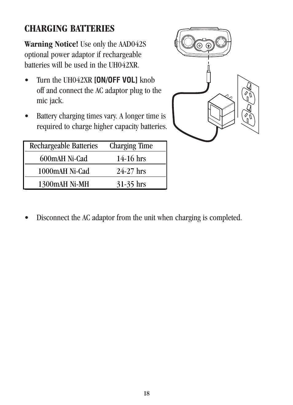 Charging batteries | Uniden UH-042XR User Manual | Page 21 / 28