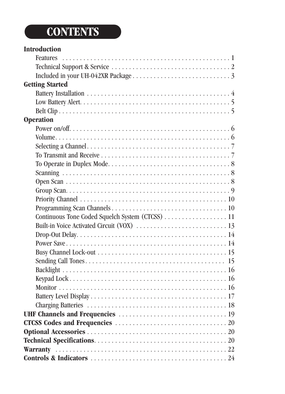 Uniden UH-042XR User Manual | Page 3 / 28