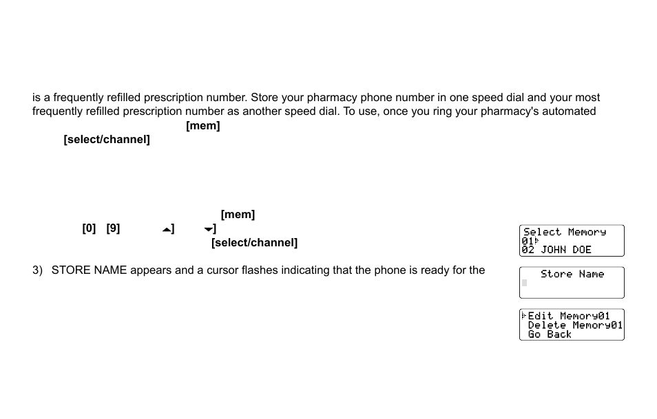 Using the speed dial memory, Storing a name and number in memory, Using.the.speed.dial.memory | Uniden DX15686 Series User Manual | Page 20 / 48