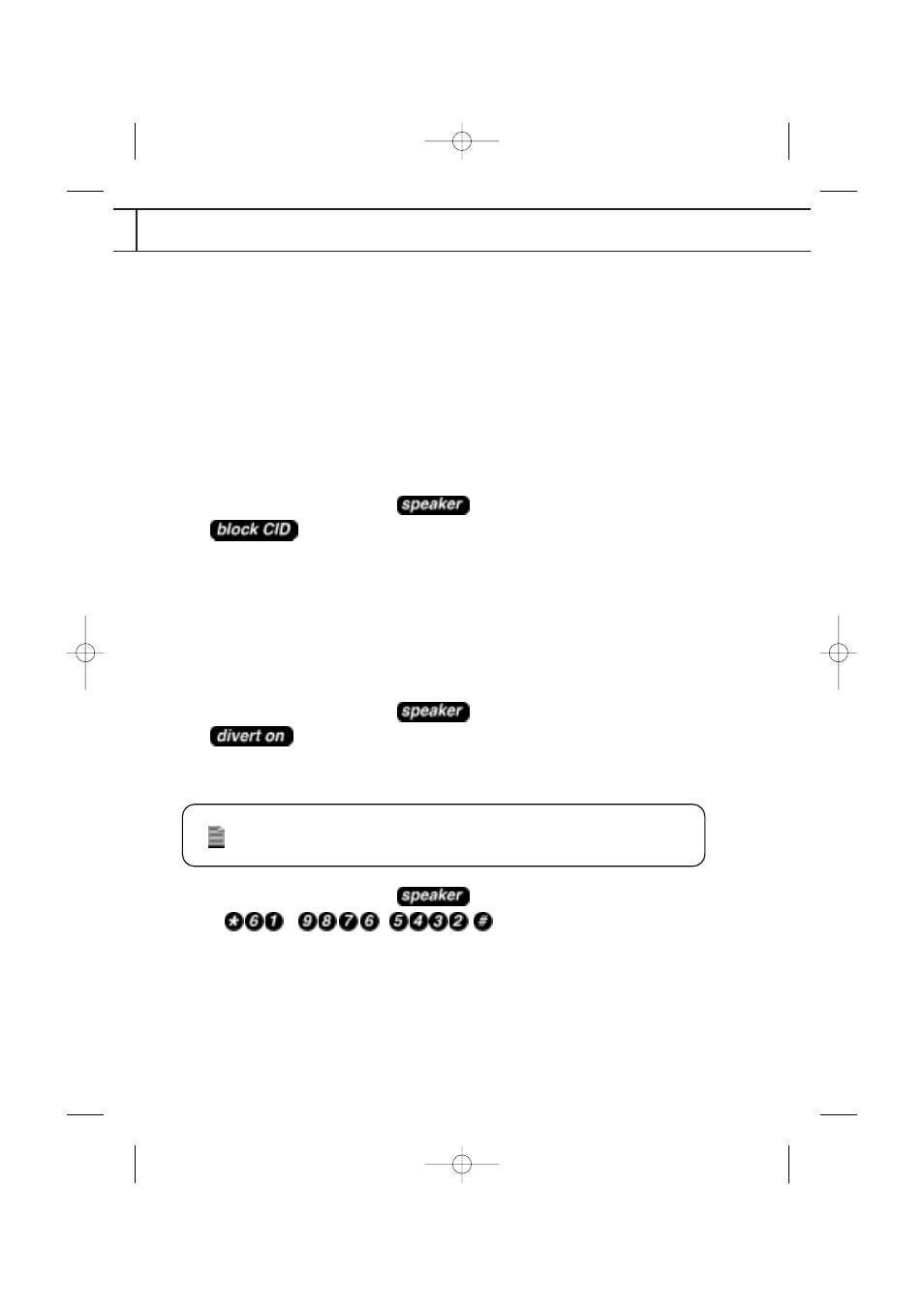 Using the pre-programmed feature buttons - aus, Block cid, Divert on | Uniden FP102 User Manual | Page 23 / 30
