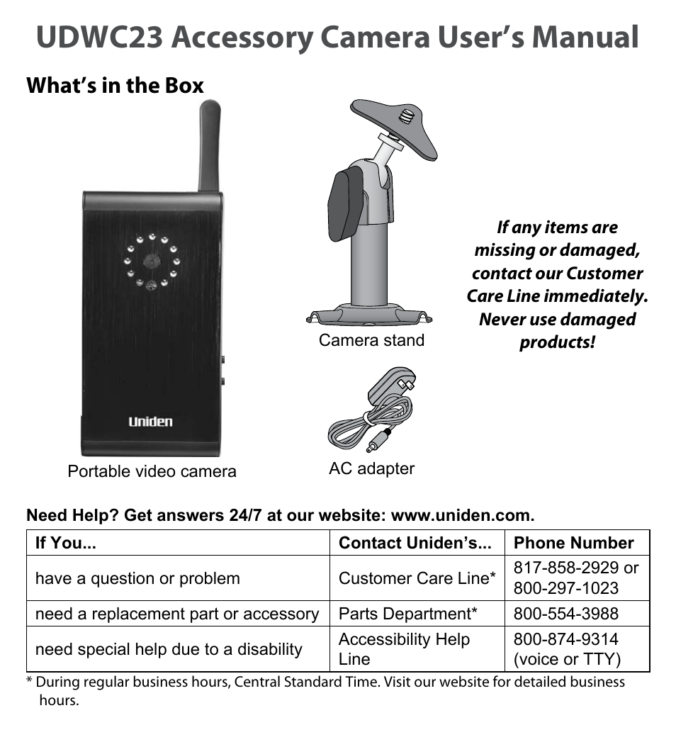 Uniden UDWC23 User Manual | 12 pages