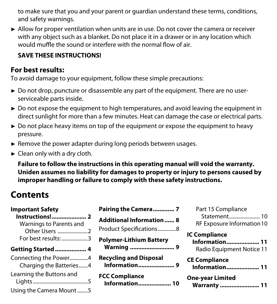 Uniden UDWC23 User Manual | Page 3 / 12