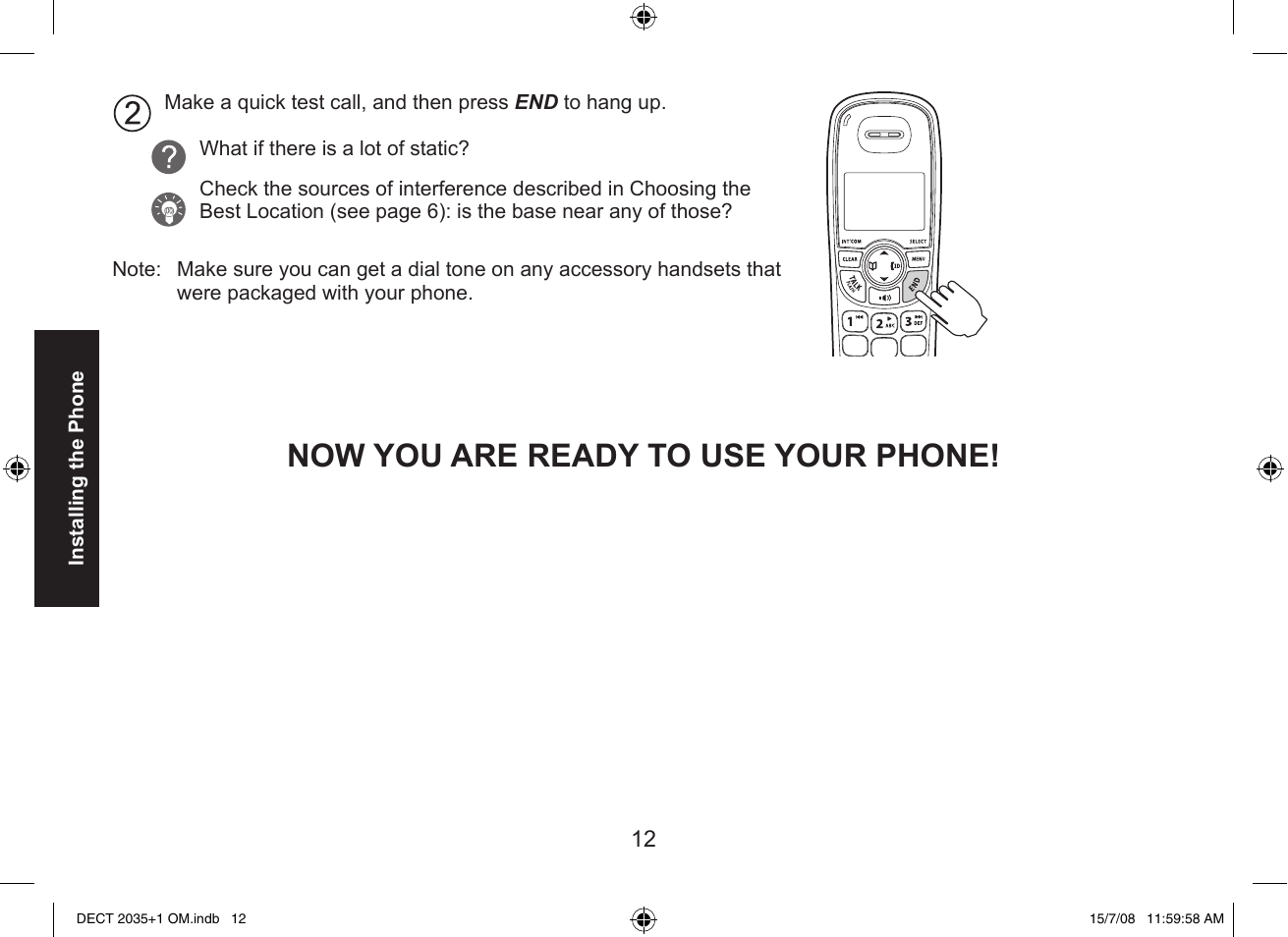 Now you are ready to use your phone | Uniden DECT2035+2 User Manual | Page 12 / 72