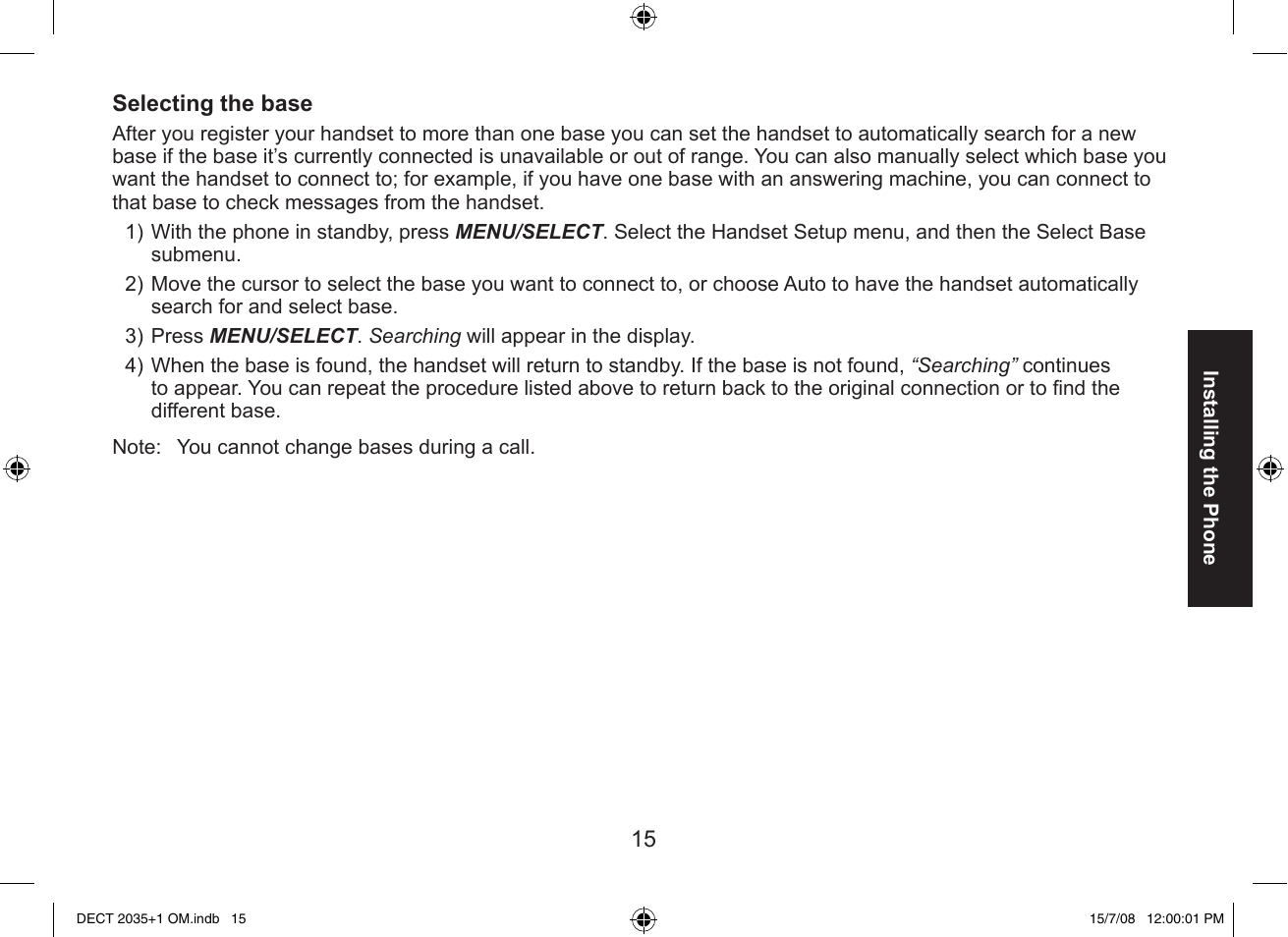 Uniden DECT2035+2 User Manual | Page 15 / 72