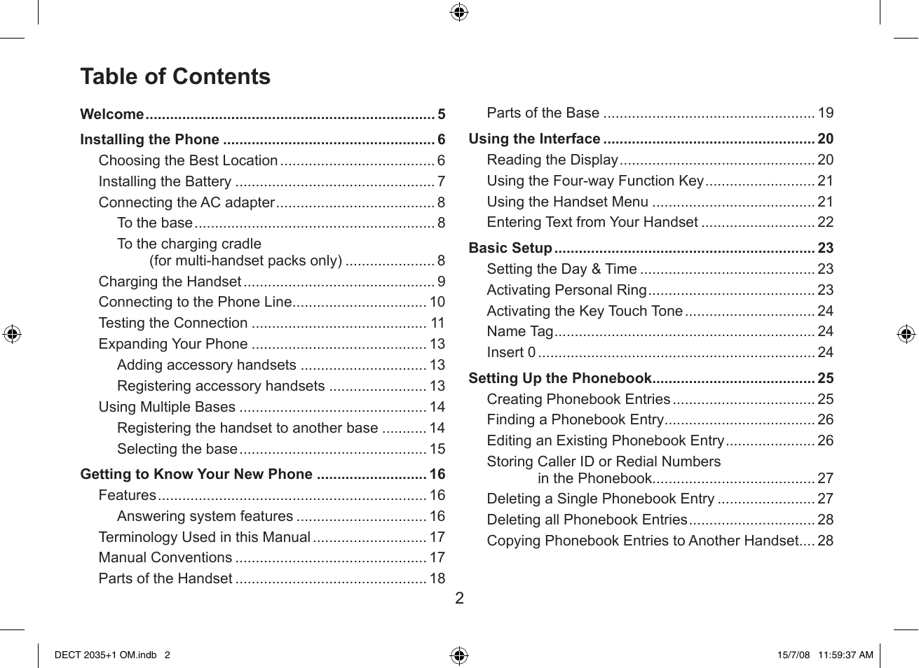 Uniden DECT2035+2 User Manual | Page 2 / 72