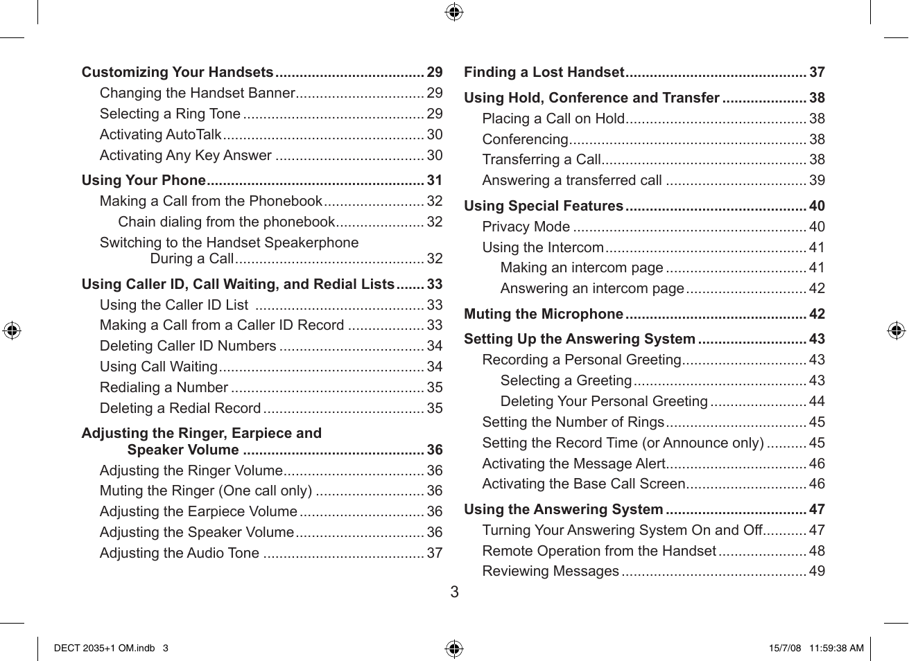 Uniden DECT2035+2 User Manual | Page 3 / 72
