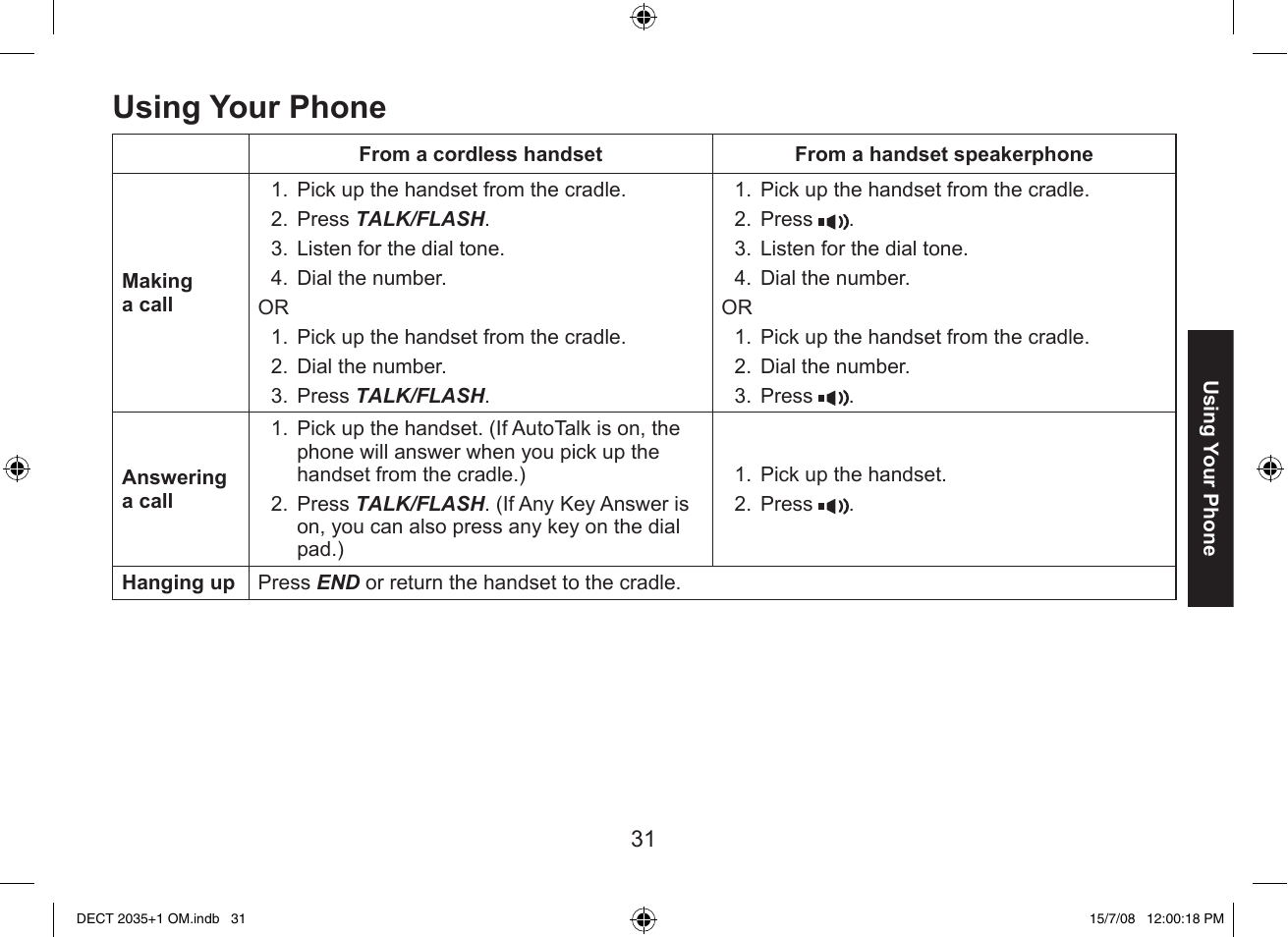 Using your phone | Uniden DECT2035+2 User Manual | Page 31 / 72