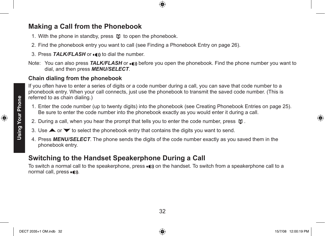 Making a call from the phonebook | Uniden DECT2035+2 User Manual | Page 32 / 72