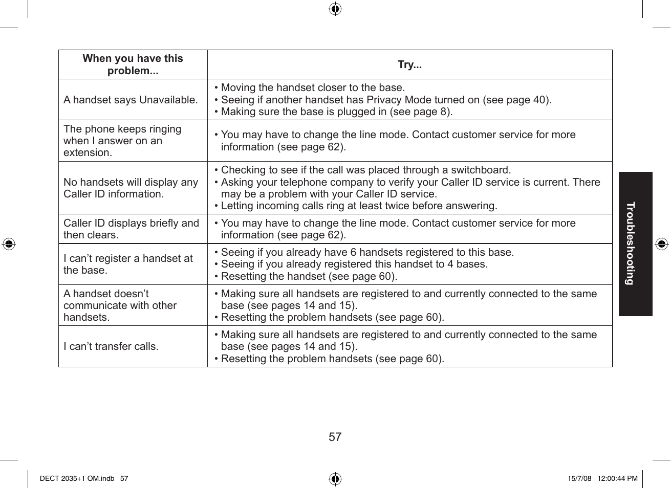 Uniden DECT2035+2 User Manual | Page 57 / 72