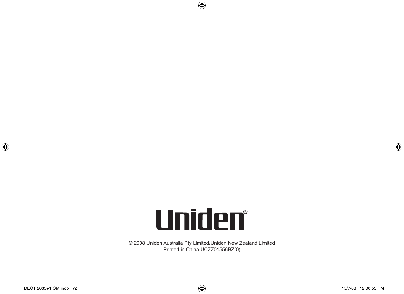 Uniden DECT2035+2 User Manual | Page 72 / 72