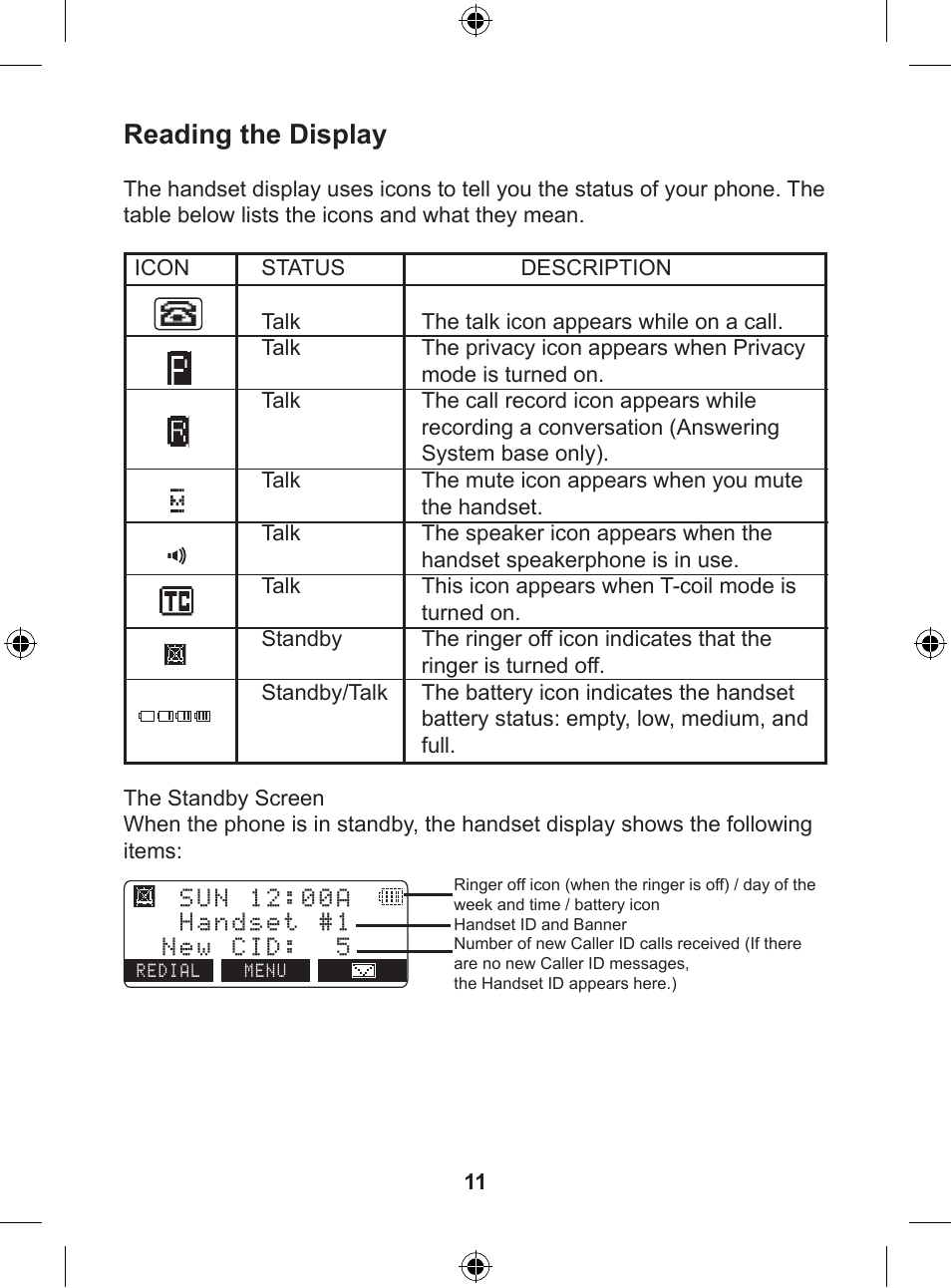 Reading the display | Uniden DSS 7805WP User Manual | Page 12 / 24